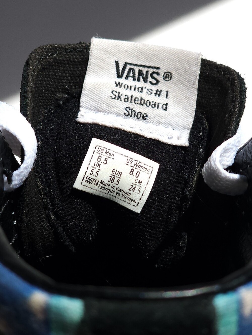 Vans SK8 Hi - Men's Size 6.5/Women's Size 8- Black Tie-Dye Skate Shoes - 500714 - Picture 7 of 8